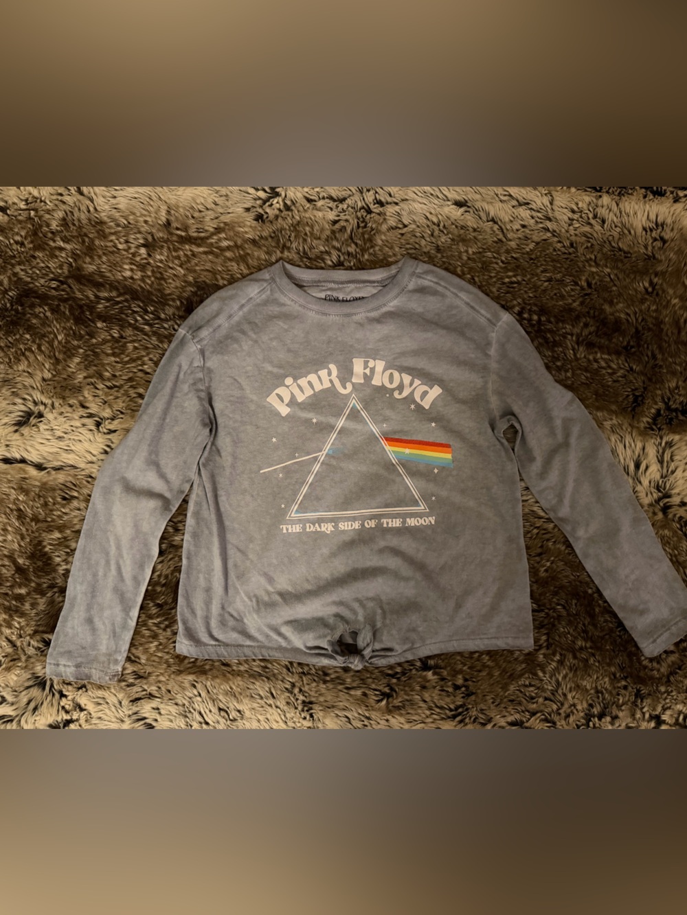 Pink Floyd Soft Long Sleeve in Gray with Rainbow Prism Graphic